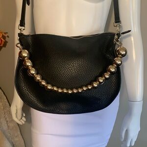 Zara black crossbody with gold ball chain detail